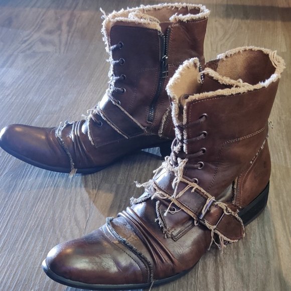 OSSTONE Dress Boot for Men Leather Chukka Designer Zip-up & Buckle - Picture 2 of 3